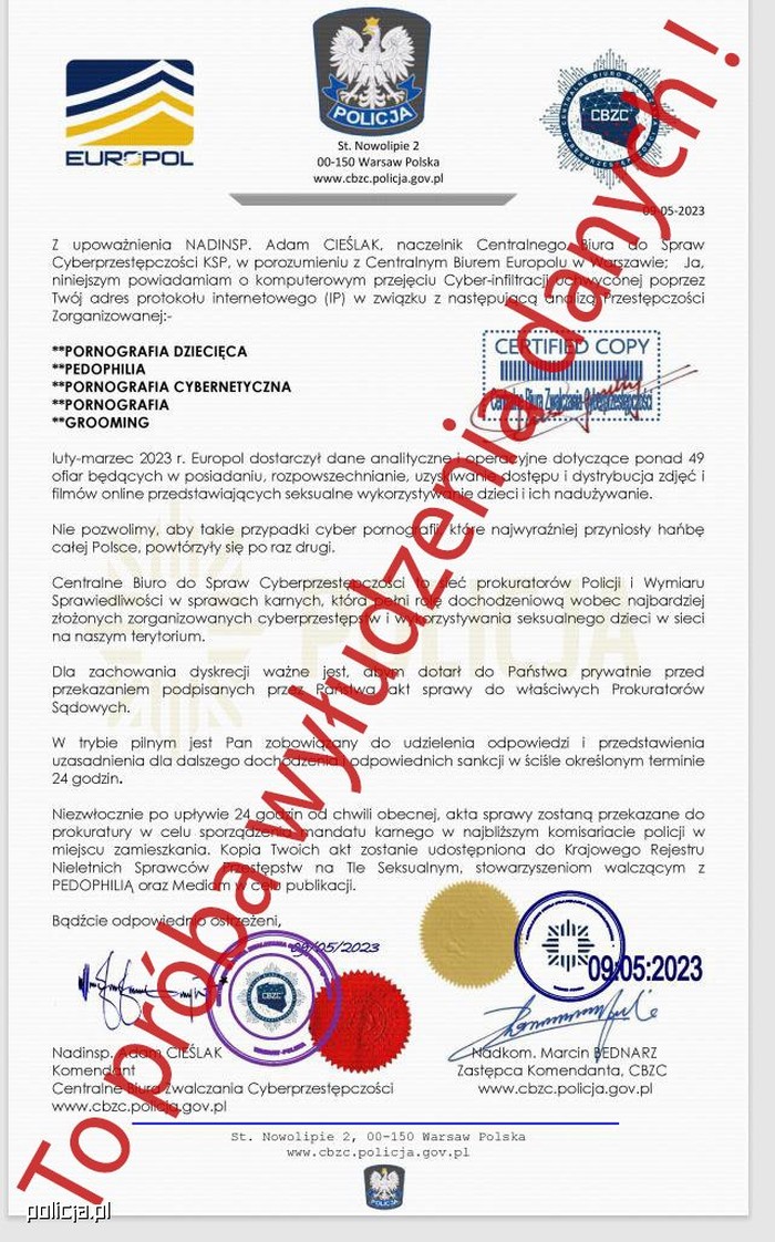 Kontakt od policji? Nawet nie próbuj tego klikać