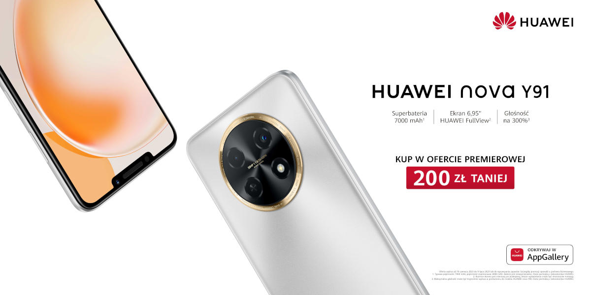Huawei Nova Y91 w Polsce. To nowy budżetowiec z baterią 7000 mAh