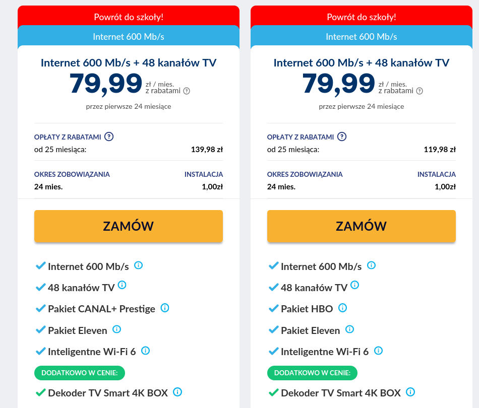 Vectra: nowa oferta na światłowód 600 Mb/s z telewizją oraz serwisami VoD