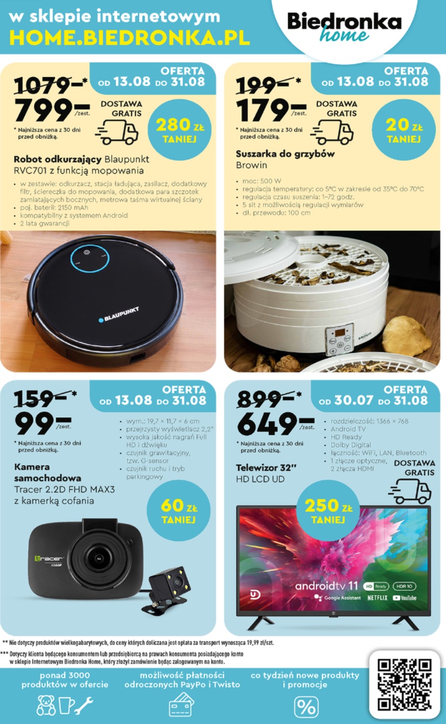 Biedronka kusi fanów taniej elektroniki. W ofercie m.in. telewizor