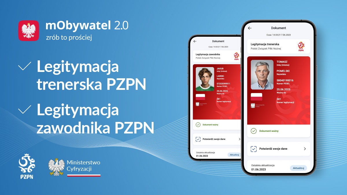 mObywatel zyska nowe dokumenty. W tle piłka nożna