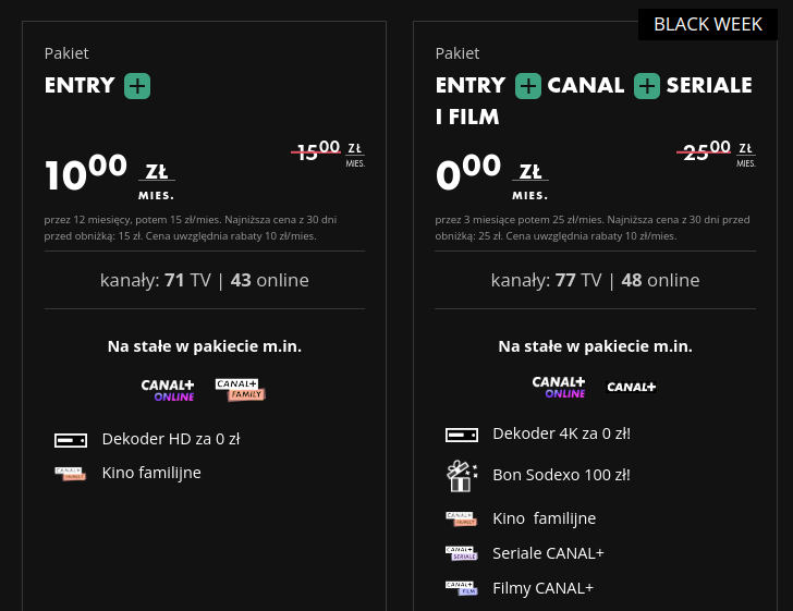 CANAL+ z bezpłatnymi pakietami. Nowa oferta na Black Week