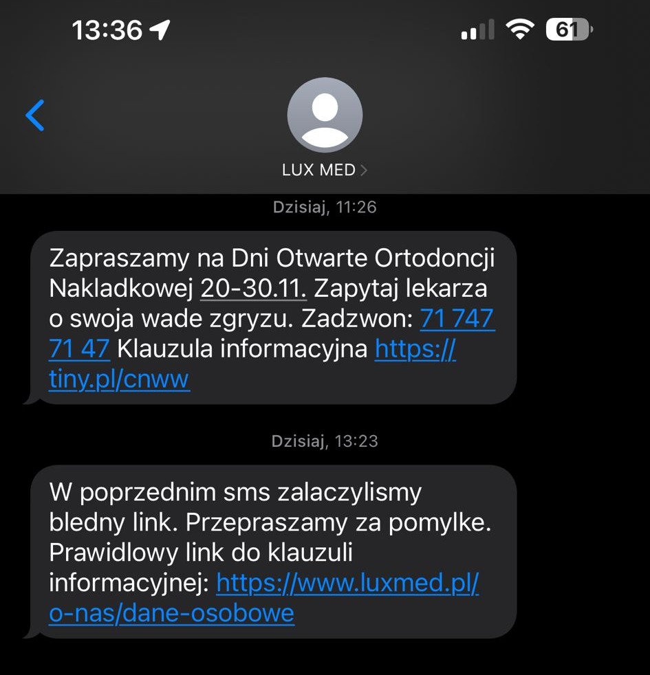 Pajacyki: LuxMed rozsyła link do Allegro