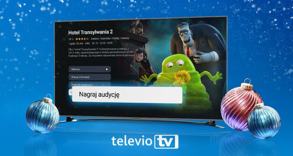 Na święta telewizję internetową Televio wypróbujesz za 1 zł, na kolejne 3 miesiące dostaniesz 50% zniżkę
