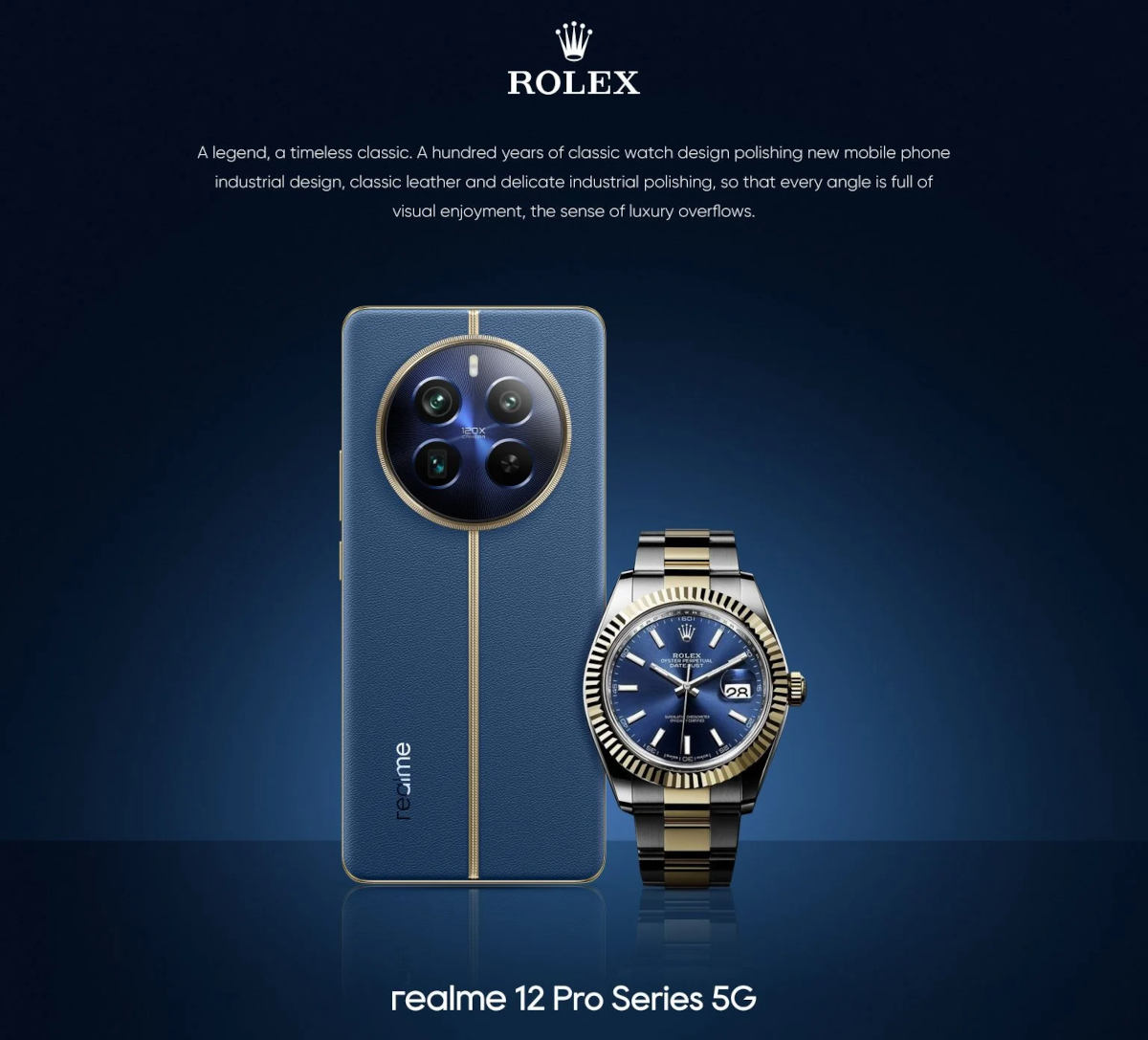 Realme 12 Pro+ zadebiutuje w niebiesko-złotej wersji Rolex Edition