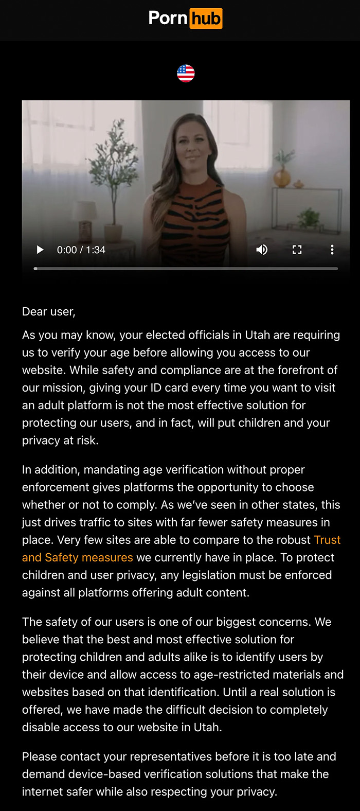 Pornhub zablokowany. To protest przeciwko nowym przepisom