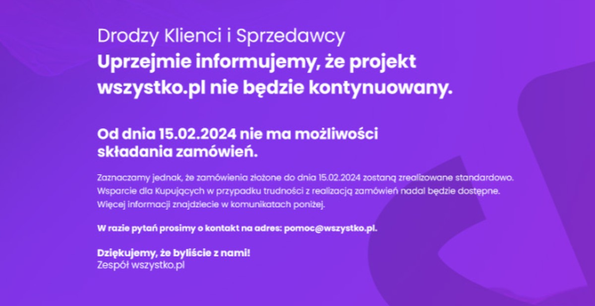 Mieli zdetronizować Allegro. Zwijają stragan