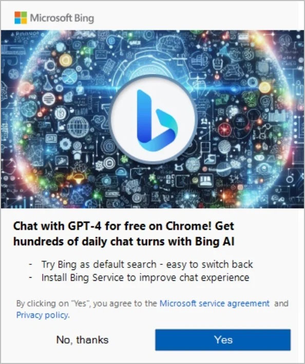 Microsoft nęka użytkowników Google Chrome reklamami