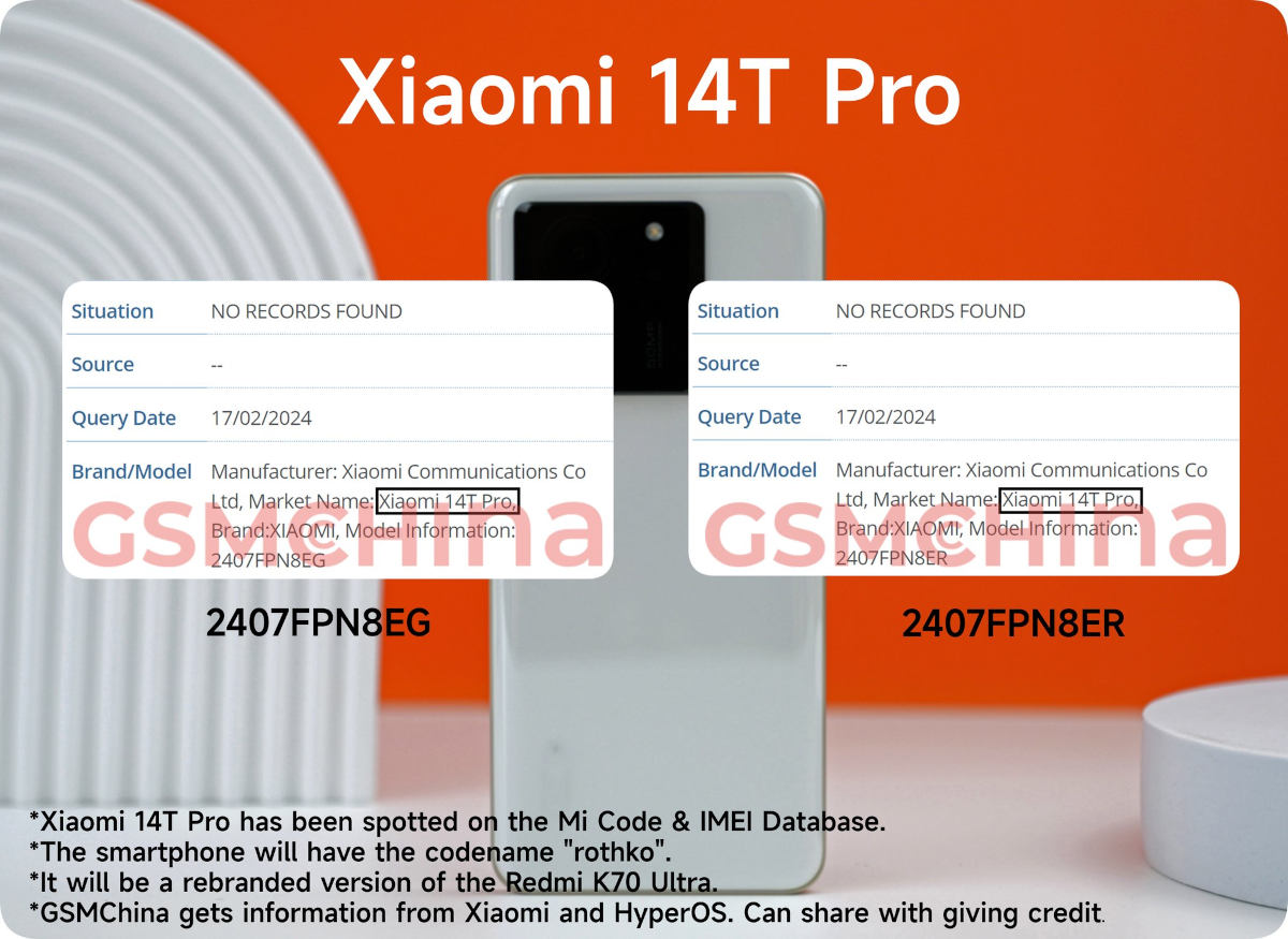 Xiaomi 14T Pro na horyzoncie. Już trafił do bazy IMEI