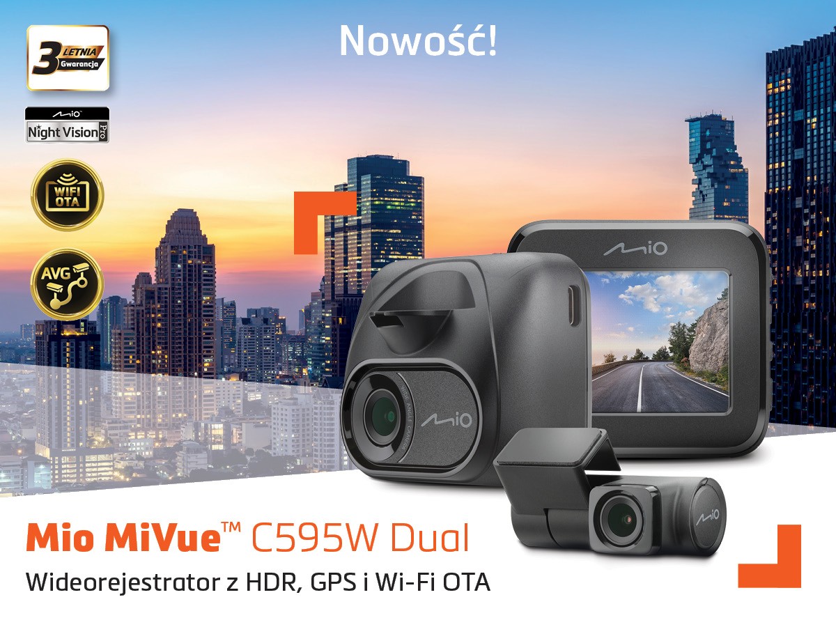 Mio MiVue C595W Dual to nowy sposób na pełne bezpieczeństwo samochodu