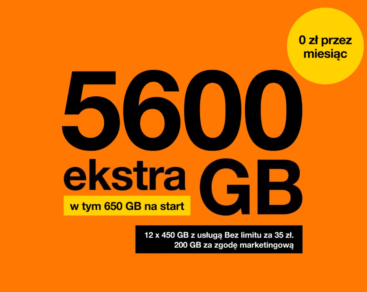 Orange rozdaje gigabajty. Przez rok można zgarnąć aż 5600 GB ekstra