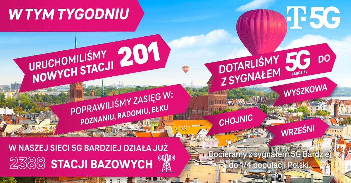 T-Mobile: prawie 300 nowych stacji 5G w paśmie C