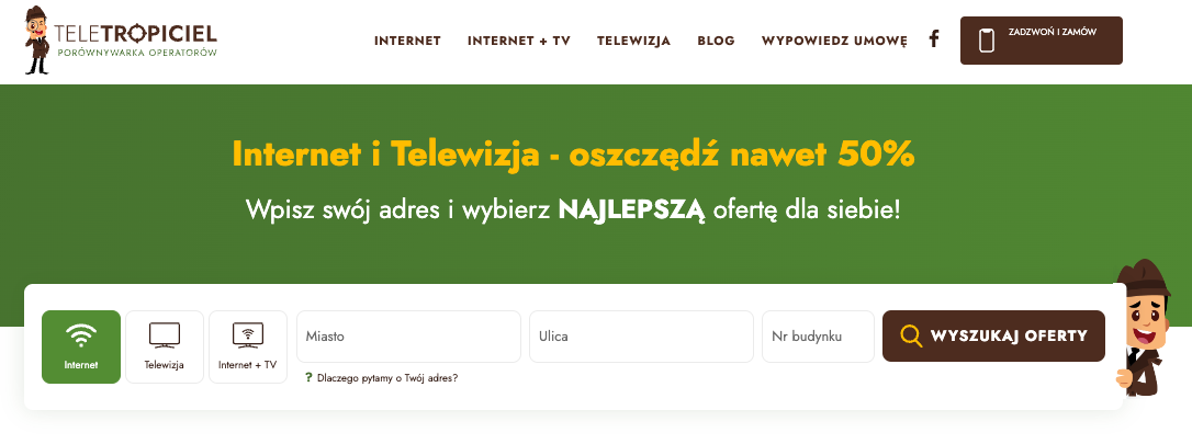 Znajdź najlepszy internet i telewizję w swojej okolicy. Wystarczy parę klików