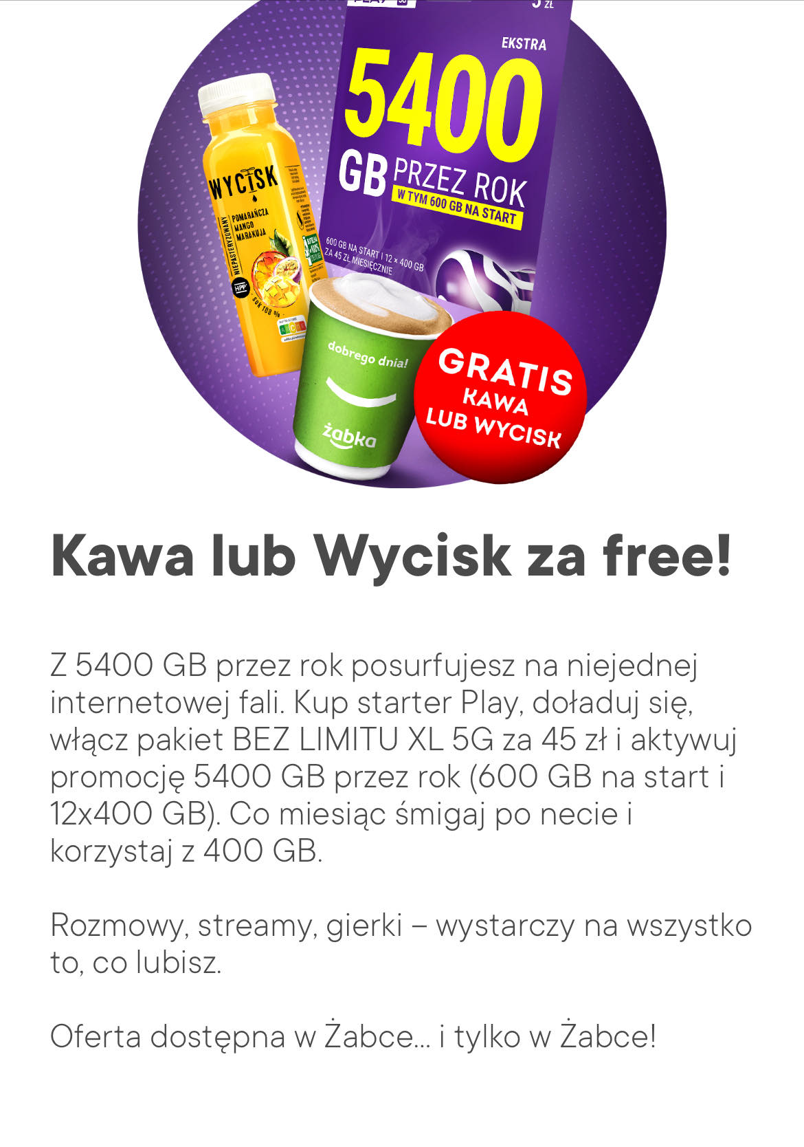 Pędź do Żabki. 5400 GB w Play przez rok i nieoczekiwany gratis
