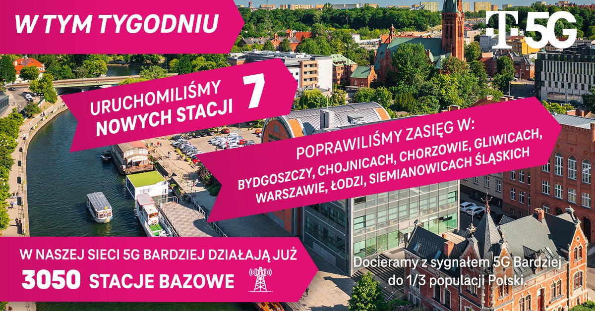 T-Mobile przyspiesza internet 5G w 7 miastach Polski