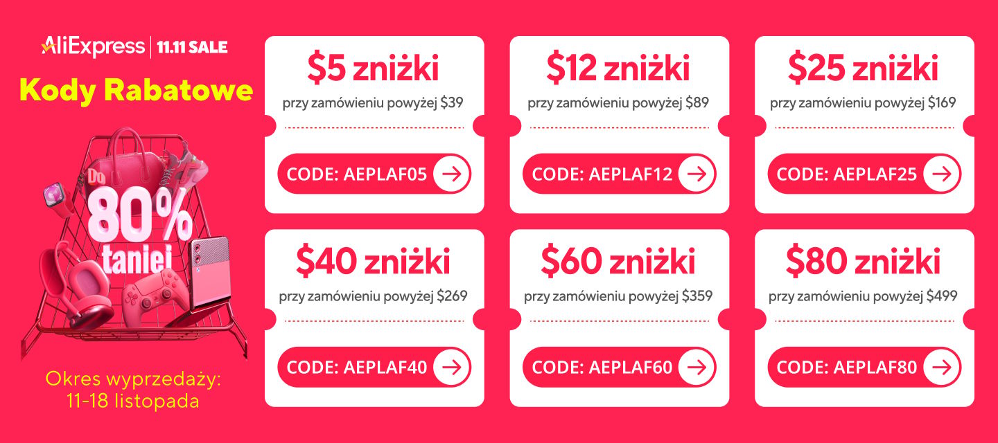 AliExpress kontynuuje promocje. Masz czas do 18 listopada