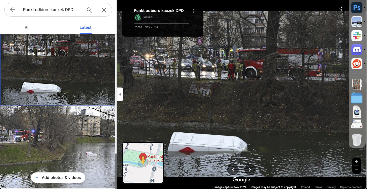 Kurier DPD zanurzył się w fosie. W Mapach Google nowy punkt ma po co się!