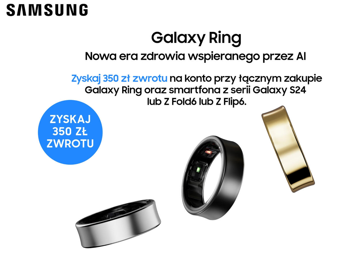 Samsung daje 350 zł. Nowa promocja na Galaxy Ring i smartfony