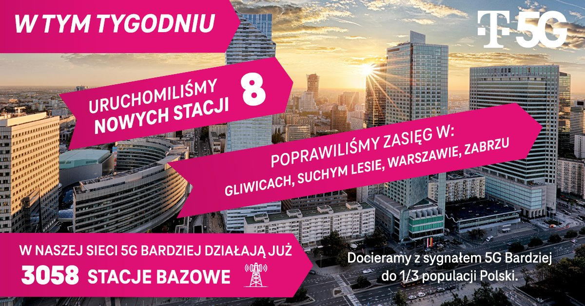 T-Mobile polepszył zasięg 5G. Rośnie liczba stacji z pasmem C