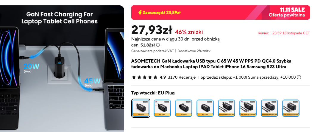 Świetna ładowarka w doskonałej promocji. Lepiej 28 zł dziś nie wydasz