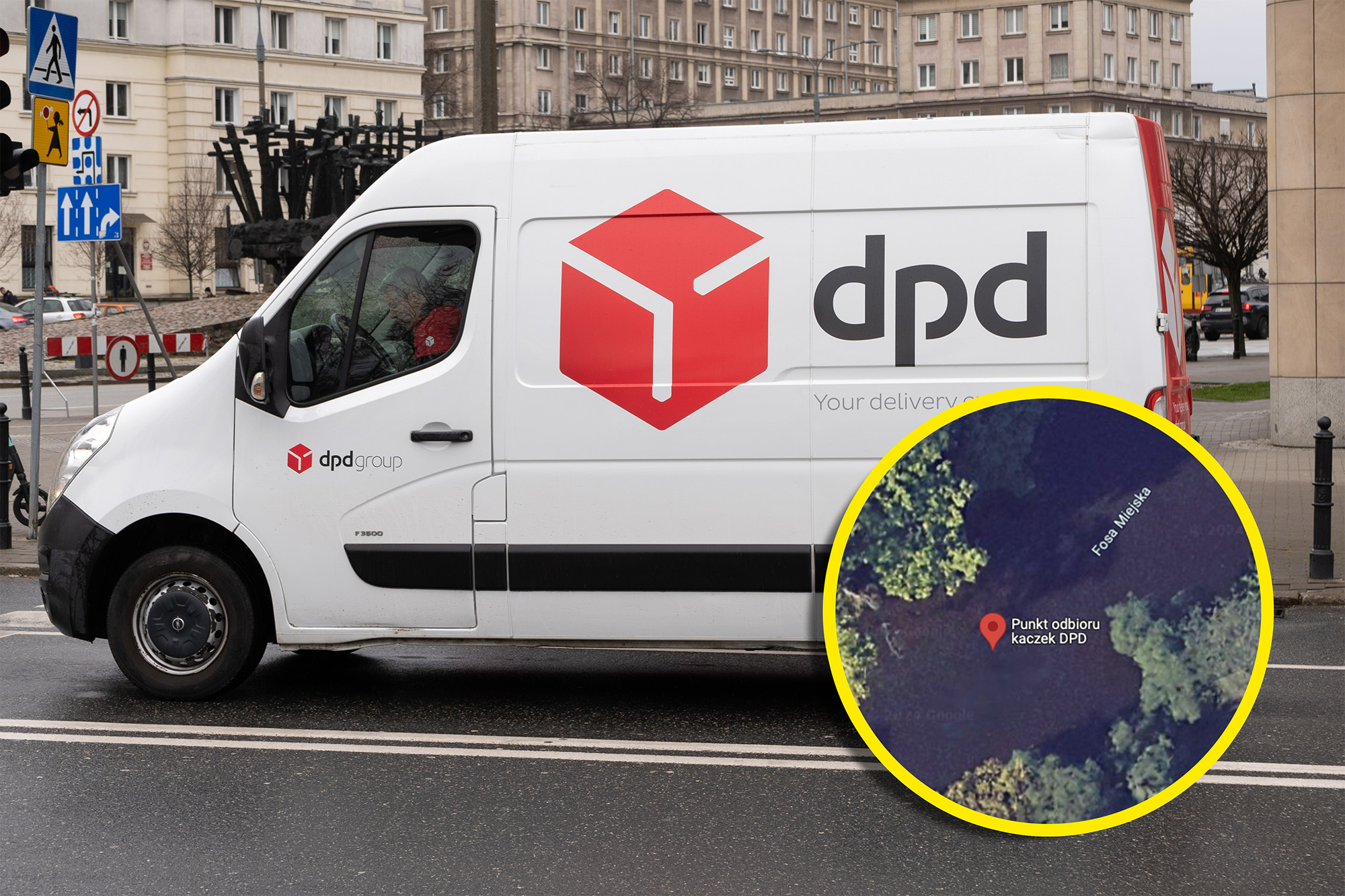 Kurier DPD zanurzył się w fosie. W Mapach Google nowy punkt ma po co się!