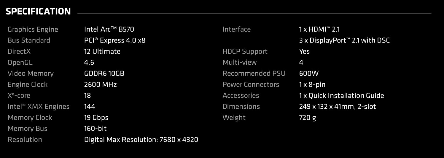Poznaliśmy specyfikację karty Intel Battlemage Arc B570