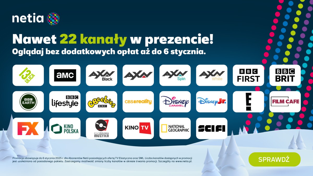 Netia otwiera okno na święta i Nowy Rok. 22 kanały TV bez dodatkowych opłat