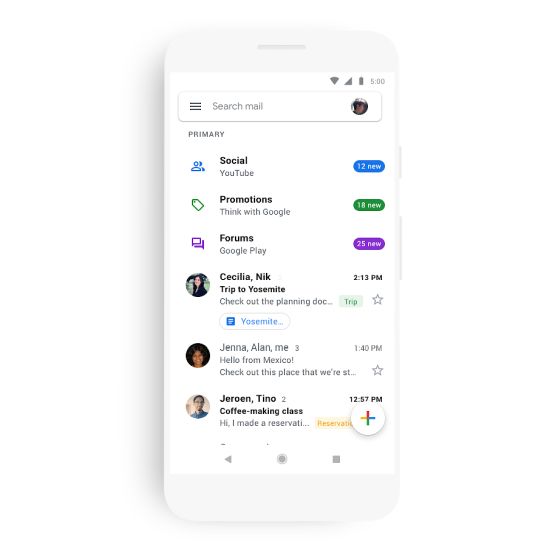 Gmail na Androida i iOS z odświeżonym interfejsem bije bielą po oczach. Zmiany nie tylko w warstwie wizualnej