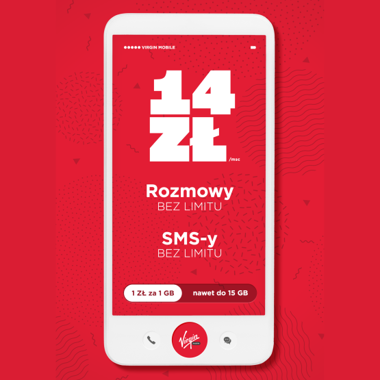 Abonament w Virgin Mobile: za 14 zł masz nielimitowane rozmowy i SMS-y, a za Internet płacisz zgodnie z ilością przesłanych danych