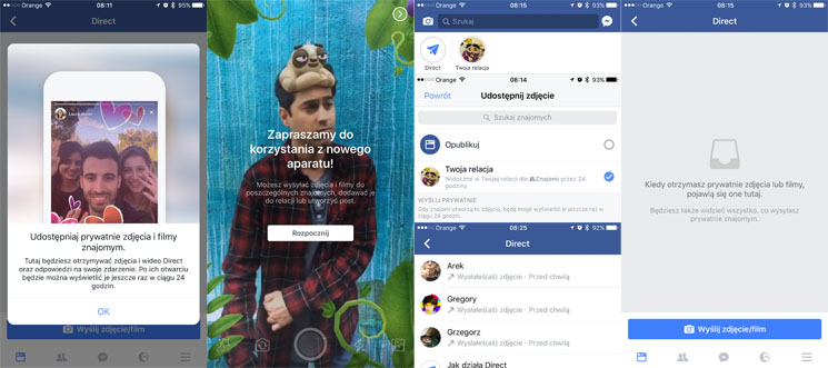 Facebook dodaje 24-godzinne historie i efekty aparatu do aplikacji mobilnej