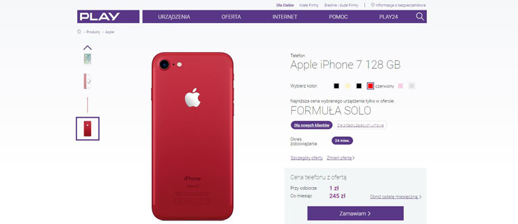 Czerwony iPhone 7 w Play i w Orange