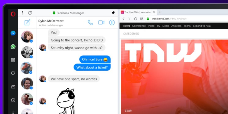 Messenger, WhatsApp i Telegram w Operze