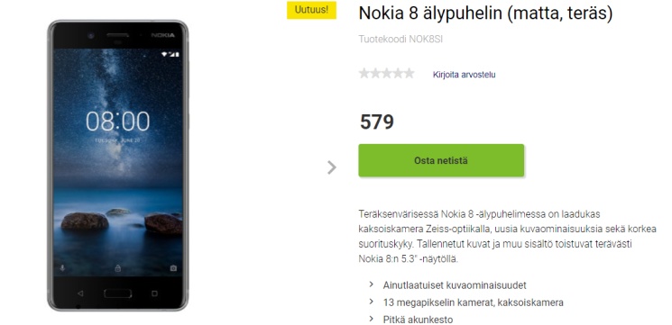 Nokia 8 jest już dostępna w Finlandii