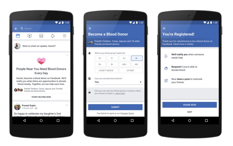 Facebook chce pomóc dawcom krwi w Indiach