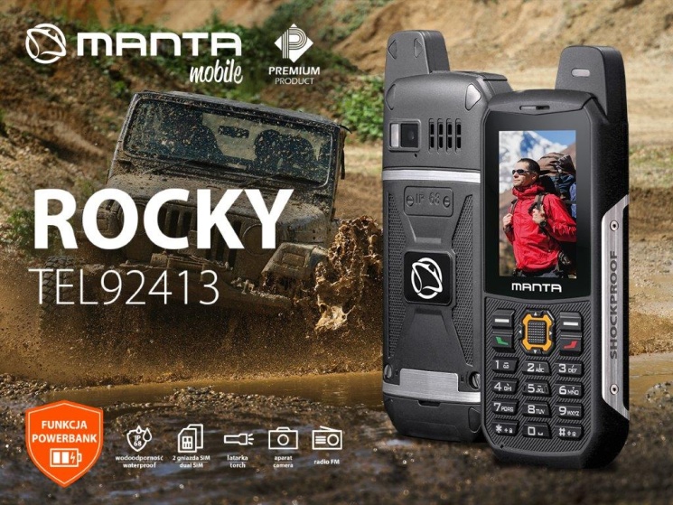 Manta TEL92413 ROCKY - telefon do zadań specjalnych