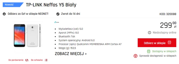 Neffos Y5 - tani smartfon dla tych, którzy głównie dzwonią i SMS-ują