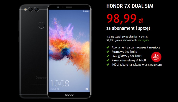 Plus: Honor 7X oraz 7 miesięcy abonamentu gratis