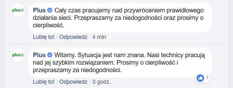 Awaria sieci Plus - utrudnienia potrwają do wieczora