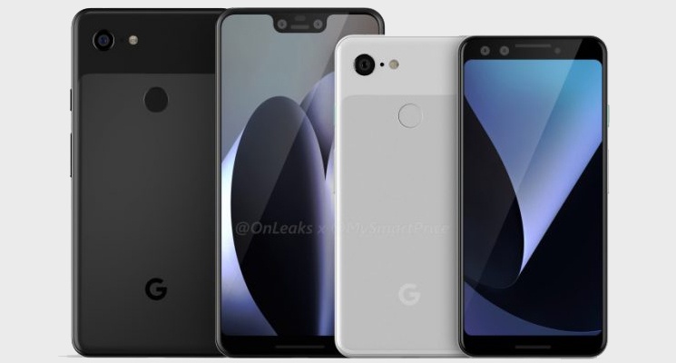 Pixel 3 i Pixel 3 XL na renderach