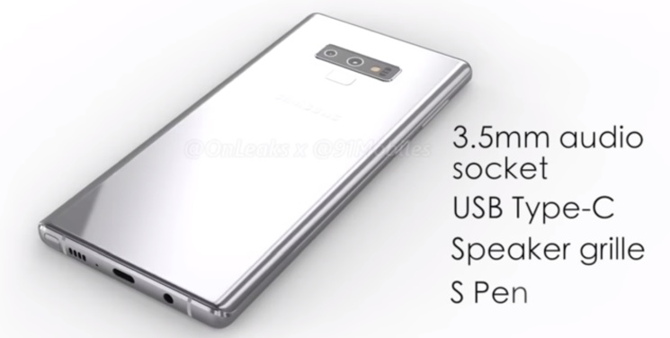 Galaxy Note 9 na renderach