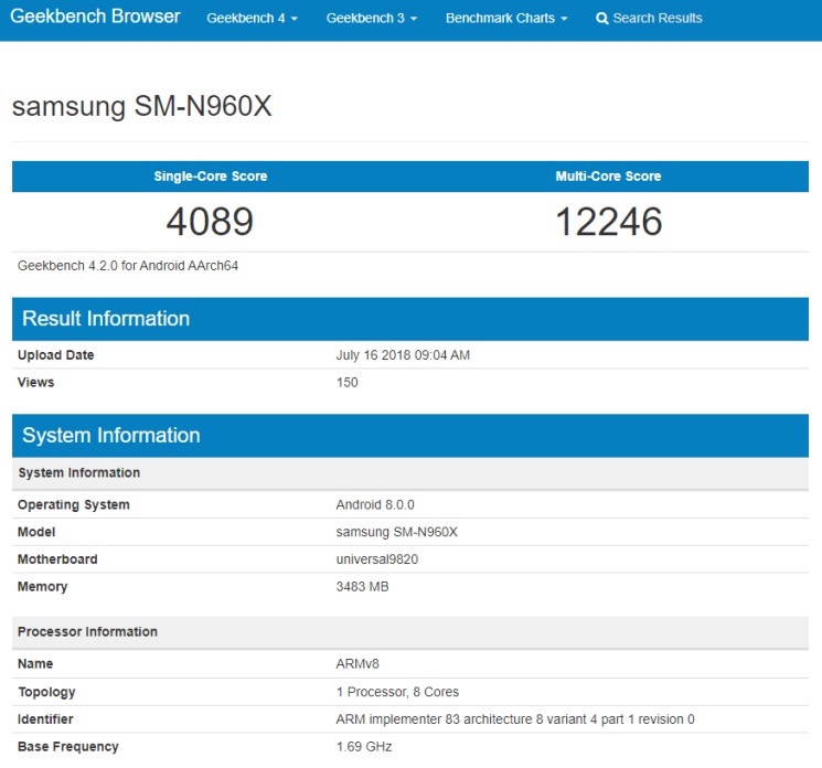 Smartfon z Exynosem 9820 pojawił się w bazie Geekbench
