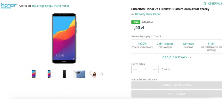 Promocja Honora 7C rozłożyła całe Allegro na łopatki