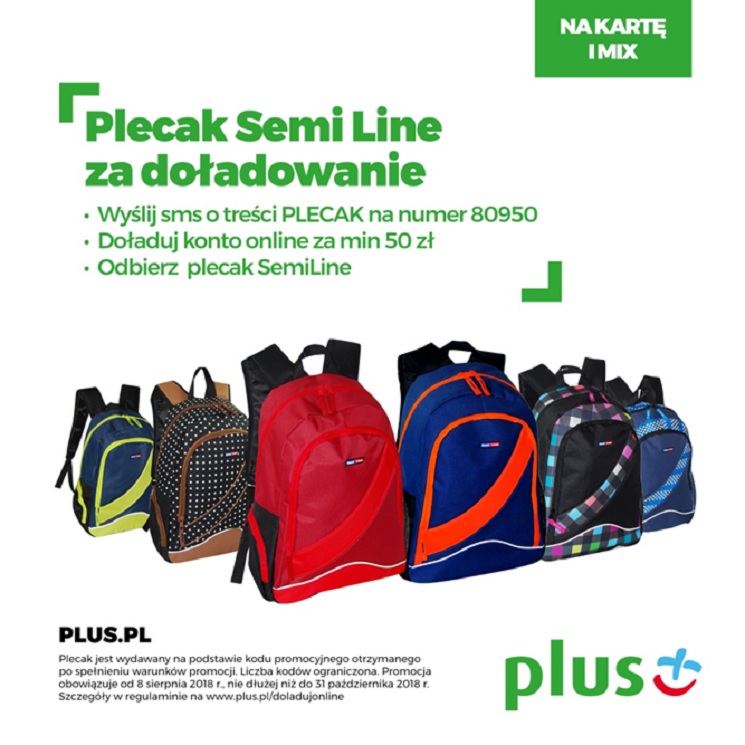 Plecak za doładowanie w Plusie
